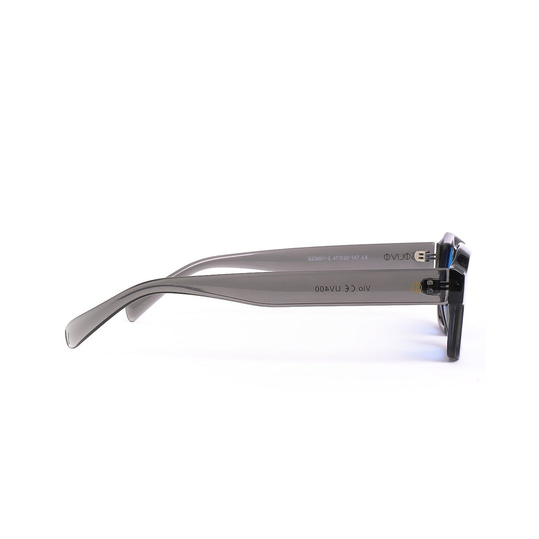 Vista lateral de los lentes de sol Vio Negro Azul de Solivo — diseño robusto con protección UV400