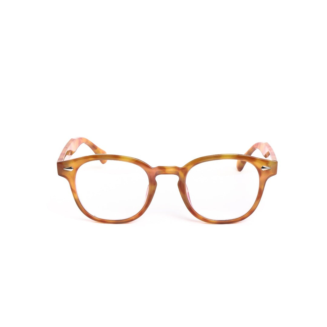 Lentes de sol ZEA de Solivo, vista frontal con marco elegante en tonos marrones, perfectos para un estilo sofisticado.