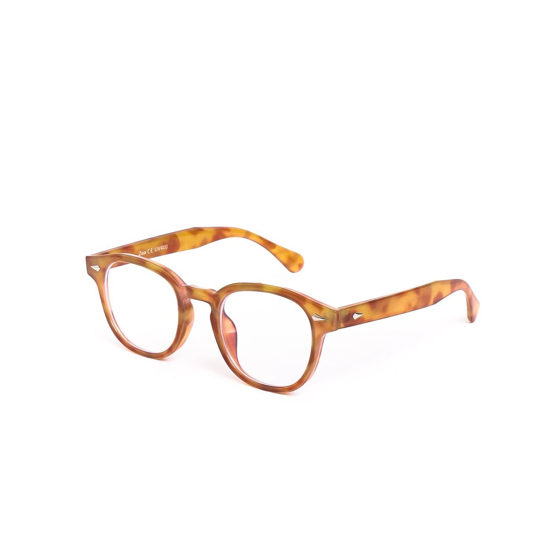 Vista lateral de los lentes ZEA Carey con filtro de luz azul de Solivo — tono tortoise para pantallas y uso diario