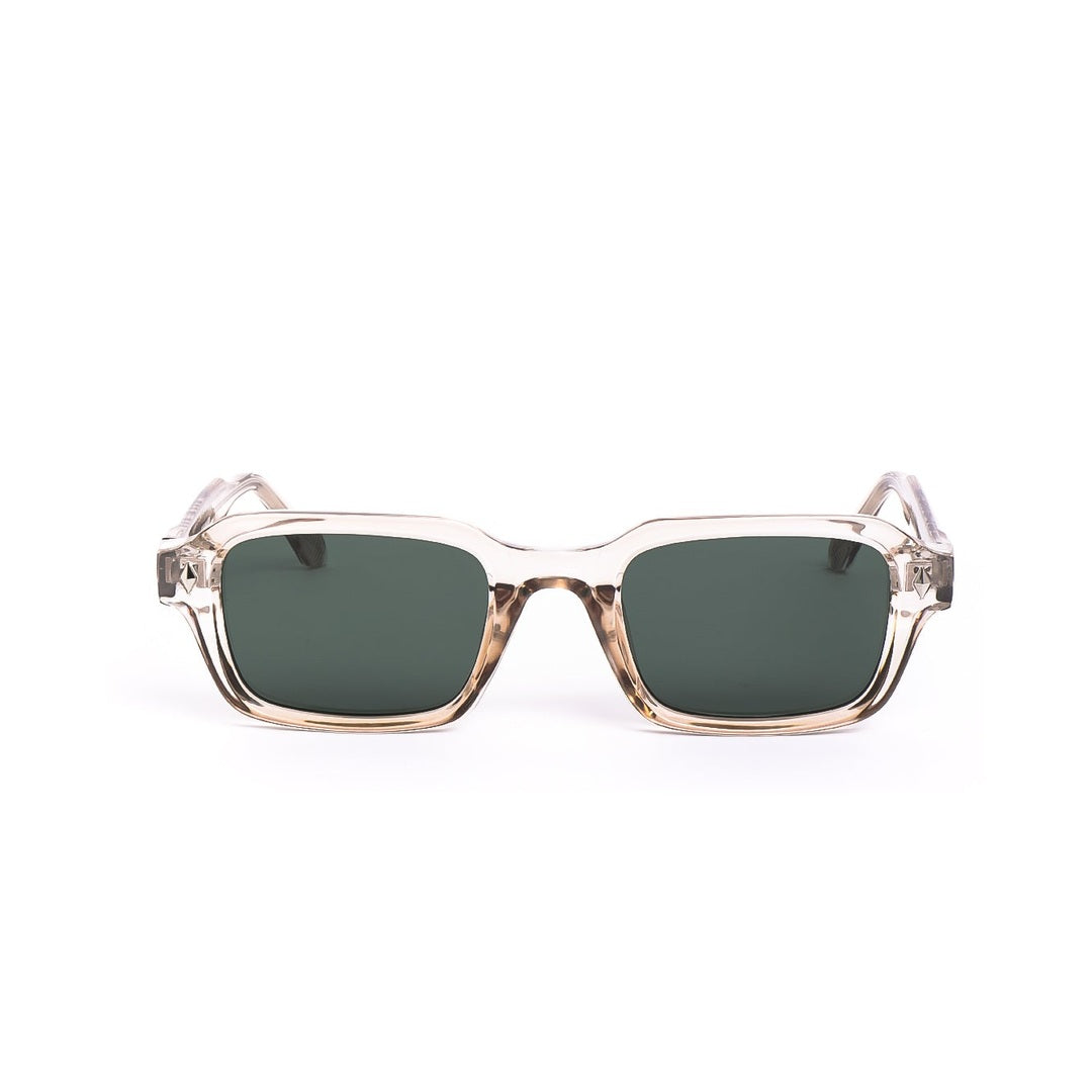 Lentes de sol ZEN Cristal Beige de Solivo, diseño elegante y sofisticado, vista frontal.