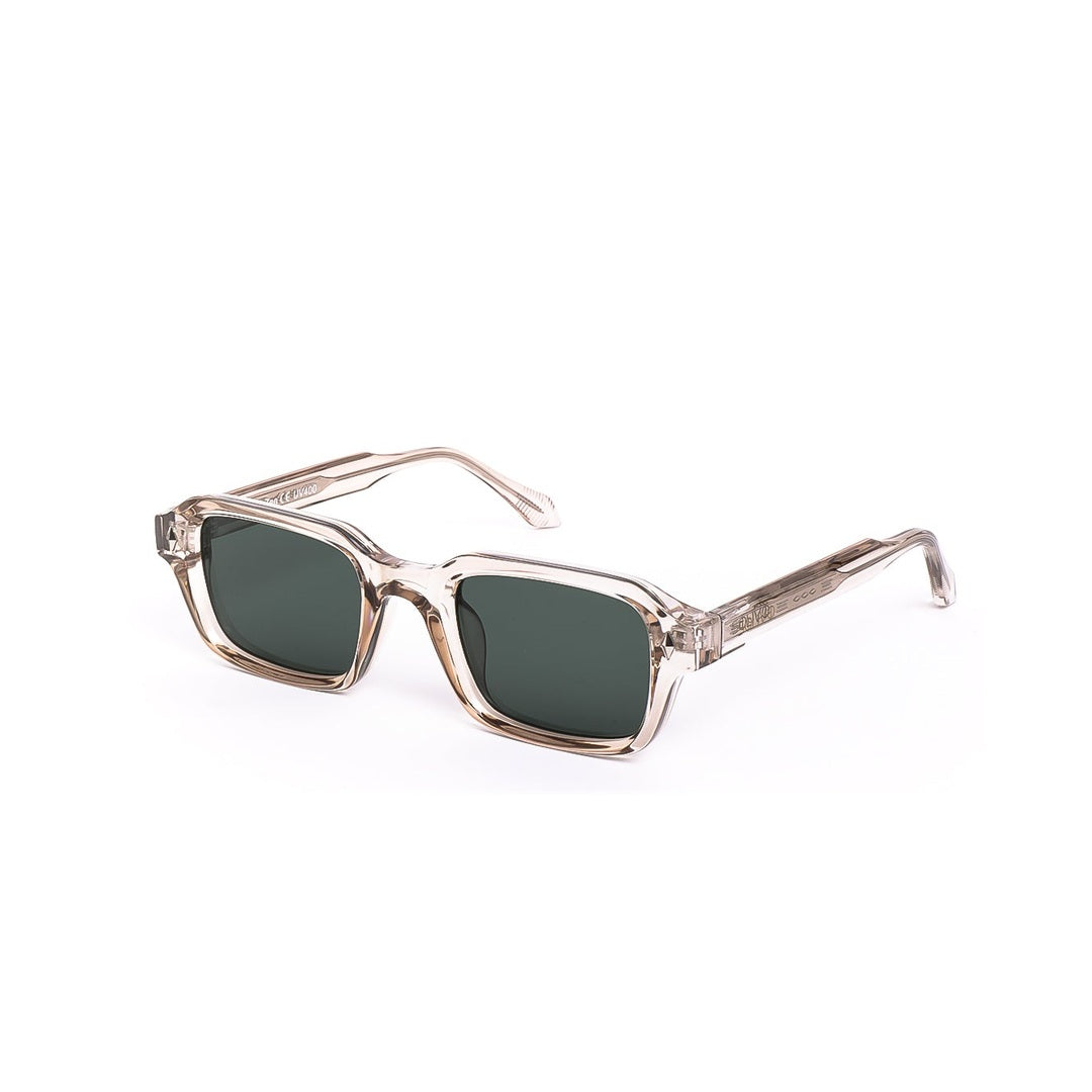 Lentes de sol ZEN Cristal Beige de Solivo, diseño moderno y estilizado, ángulo lateral.