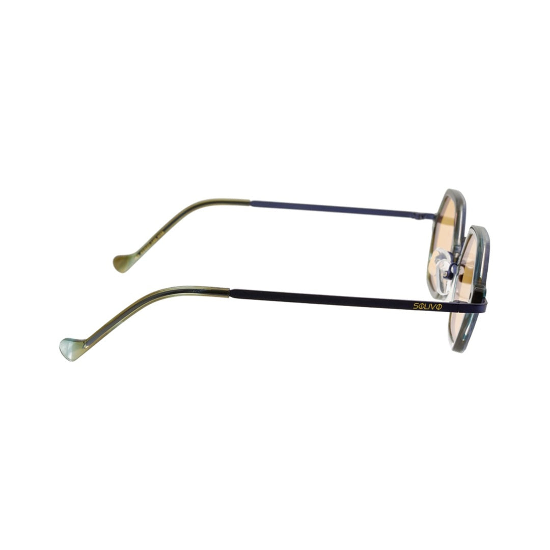 Vista lateral de los lentes de sol DIJ Negro Beige de Solivo Eyewear — varillas de acetato, protección UV400
