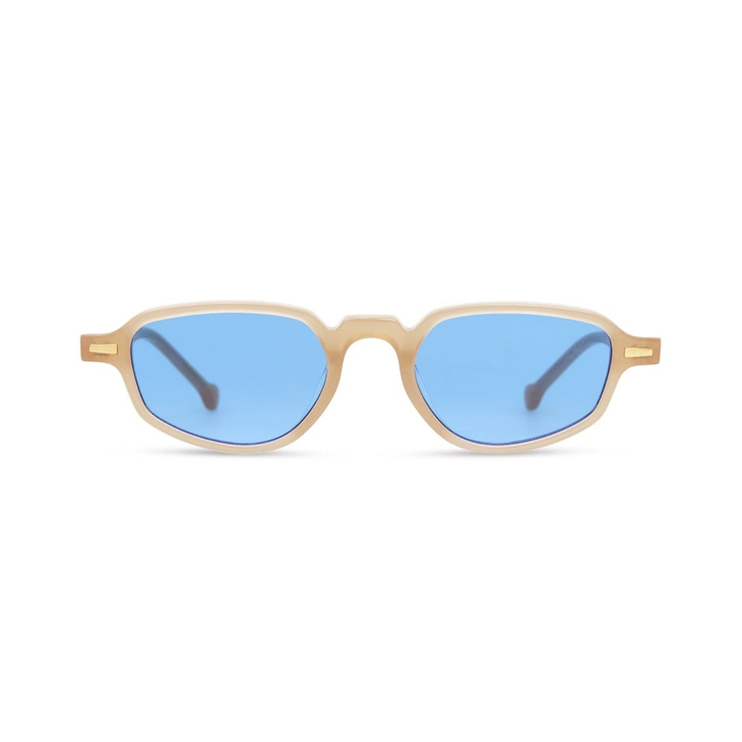 Lentes de sol KIRI Beige Azul de Solivo Eyewear con protección UV400 — acetato beige con lente azul, Costa Rica