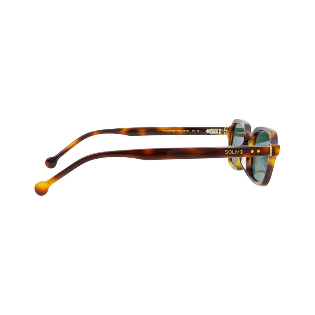 Vista lateral de los lentes de sol Kōra Carey de Solivo Eyewear — varillas de acetato, protección UV400