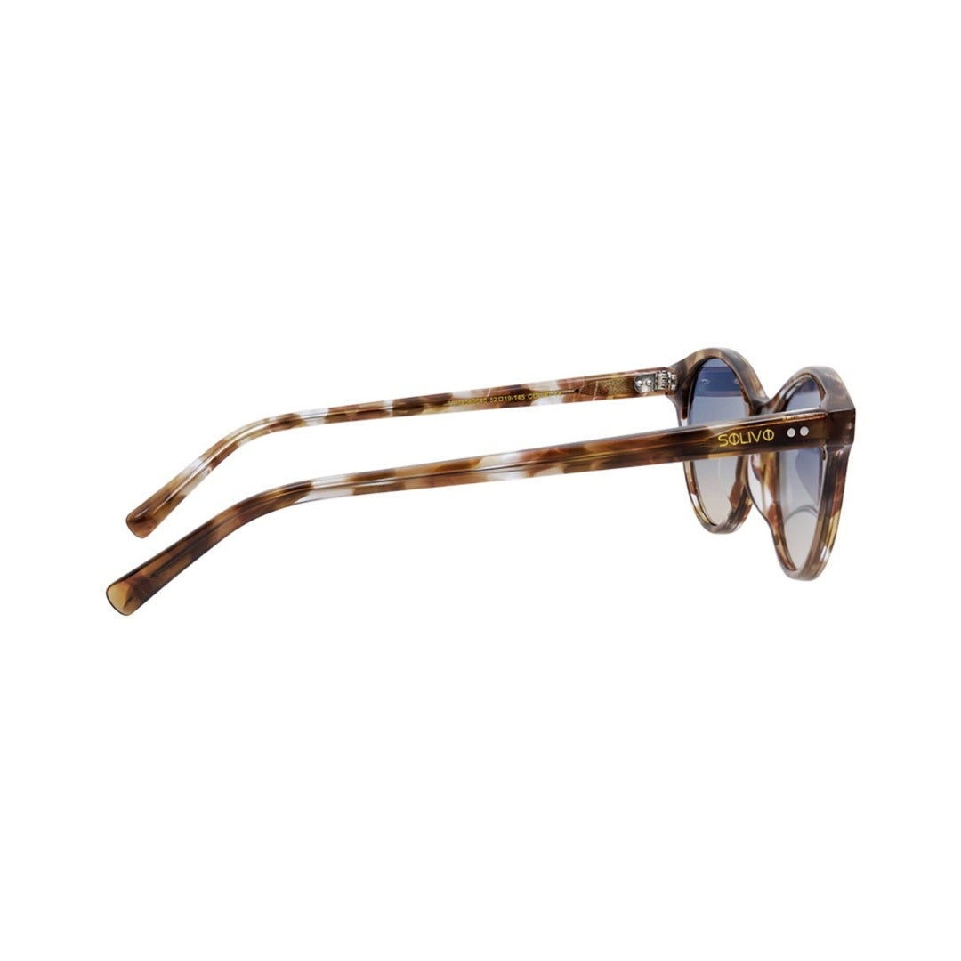 Vista lateral de los lentes de sol STEF Nogal Sky de Solivo Eyewear — varillas de acetato, protección UV400