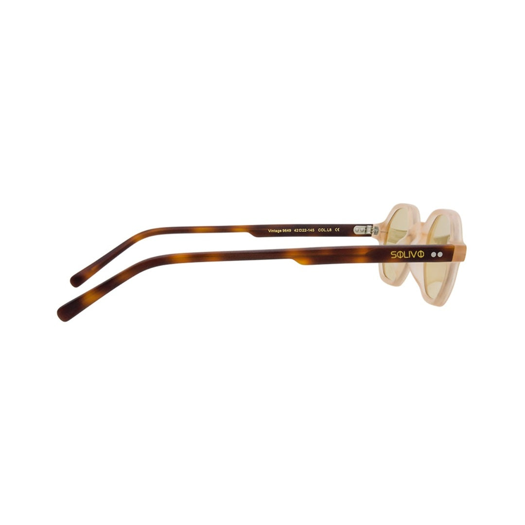 Vista lateral de los lentes de sol Vero Beige de Solivo Eyewear — varillas de acetato, protección UV400